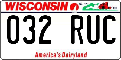 WI license plate 032RUC