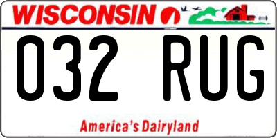 WI license plate 032RUG