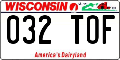 WI license plate 032TOF