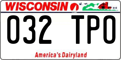 WI license plate 032TPO