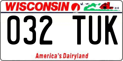 WI license plate 032TUK