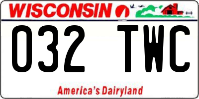 WI license plate 032TWC