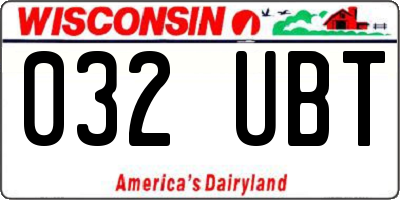 WI license plate 032UBT