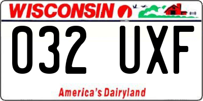 WI license plate 032UXF