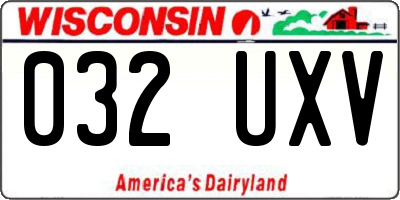 WI license plate 032UXV