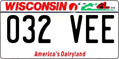 WI license plate 032VEE