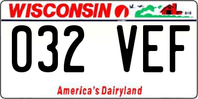WI license plate 032VEF