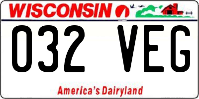 WI license plate 032VEG
