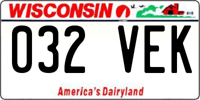 WI license plate 032VEK