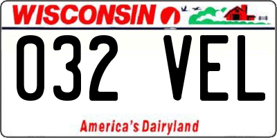 WI license plate 032VEL