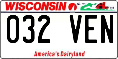 WI license plate 032VEN