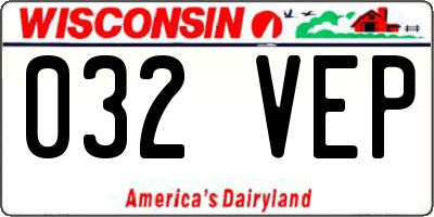 WI license plate 032VEP