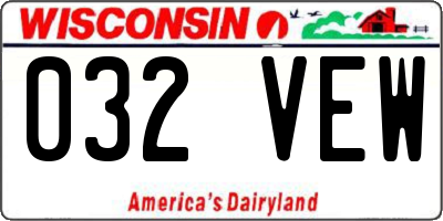 WI license plate 032VEW