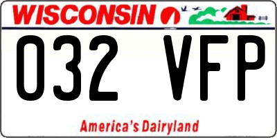 WI license plate 032VFP