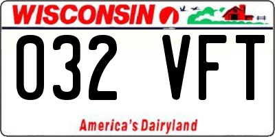 WI license plate 032VFT