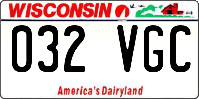 WI license plate 032VGC