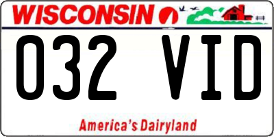 WI license plate 032VID