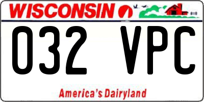 WI license plate 032VPC