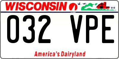 WI license plate 032VPE
