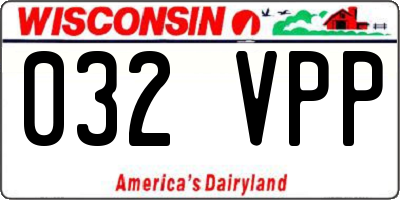 WI license plate 032VPP