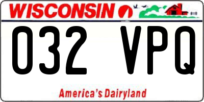 WI license plate 032VPQ