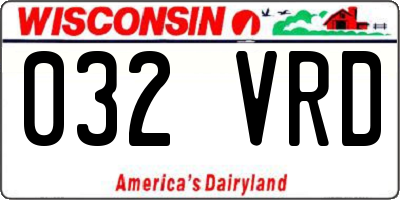 WI license plate 032VRD