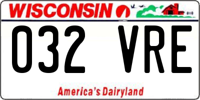 WI license plate 032VRE
