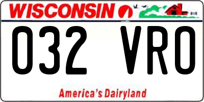 WI license plate 032VRO