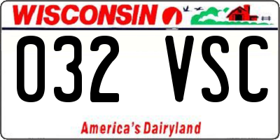WI license plate 032VSC