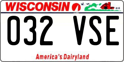 WI license plate 032VSE