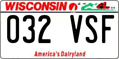WI license plate 032VSF
