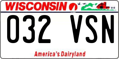 WI license plate 032VSN