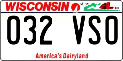 WI license plate 032VSO