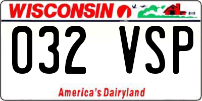 WI license plate 032VSP