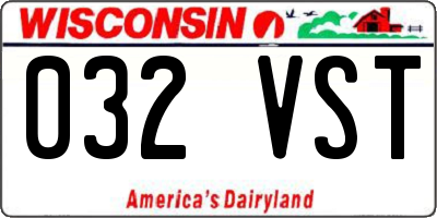 WI license plate 032VST
