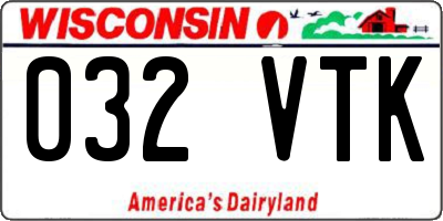 WI license plate 032VTK