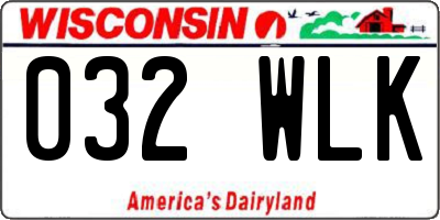 WI license plate 032WLK