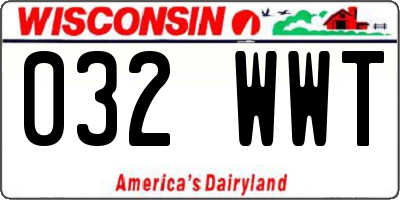 WI license plate 032WWT