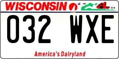 WI license plate 032WXE