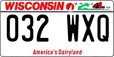 WI license plate 032WXQ