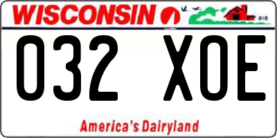 WI license plate 032XOE