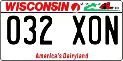 WI license plate 032XON