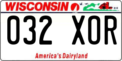 WI license plate 032XOR
