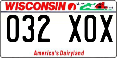 WI license plate 032XOX