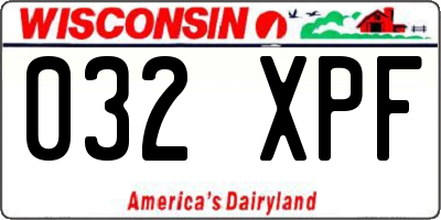 WI license plate 032XPF