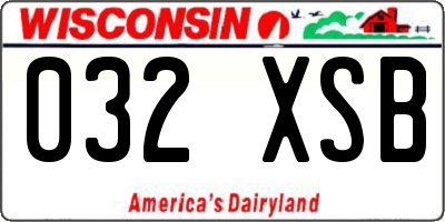 WI license plate 032XSB
