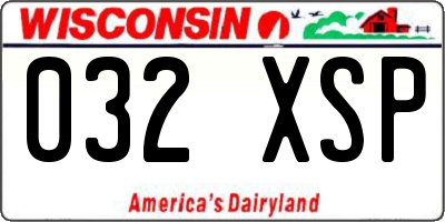 WI license plate 032XSP
