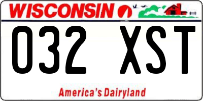 WI license plate 032XST