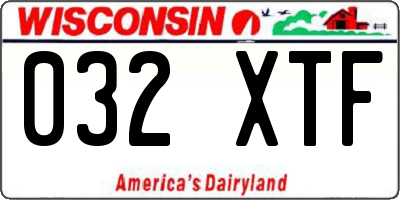 WI license plate 032XTF