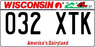 WI license plate 032XTK